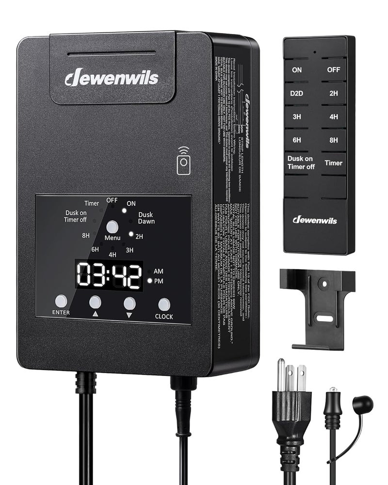 DEWENWILS 120W Low Voltage Landscape Transformer with Remote Control, 120V AC to 12V DC, Low Voltage Transformers with Photocell & Timer, Landscape Lighting Transformer for Garden Light Spotlight - Image 1